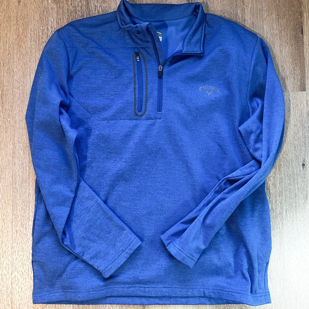 Callaway Mens Pullover Blue XL Golf 3/4 Zip